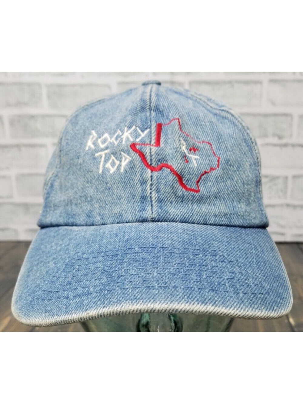 Vintage Cobra Caps ROCKY TOP TEXAS State Strapback Hat Denim Cap Strap Back